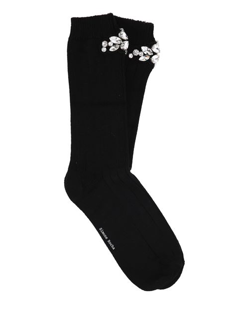 Black ribbed knit crystal socks Simone Rocha | SOCK54BLACK/CRYSTAL